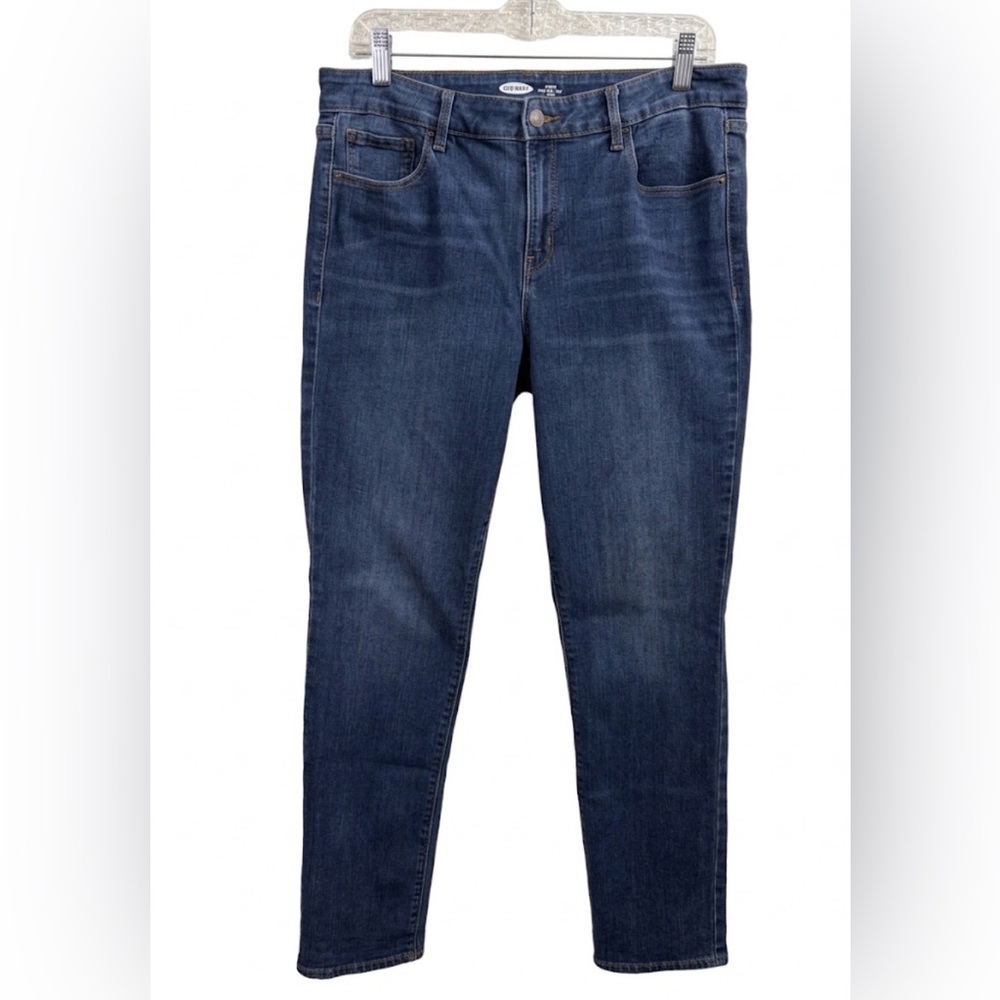 Old Navy Power Slim Straight Mid-Rise Jeans Dark Wash Size 12 Long